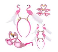 Beatifufu Flamingo Party Headband and Glasses Comfortable Lightweight Funny Headbands Flexible Fit for Women and Unique Hawaiian Luau Party Props Decorations Random Color