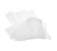 Beatifufu Flower Girl Veil Pearl Flower Headband Tulle Veil, Kids Party Hair Band, Ivory White, Suitable for Weddings and Special Occasions