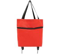 Beatifufu Foldable Grocery Tote Bag with Wheels and Adjustable Shoulder Strap, Convenient to Hold Oxford Cloth Shopping Pouch, Sturdy Plastic and Metal Frame for Easy Transport and Storage