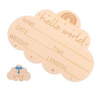 Beatifufu Growth Sign Cloud Shape Birth Announcement Plaque for Newborn Name As Nursery Decor and Photo Props Smooth Polished Finish Celebrating First Months