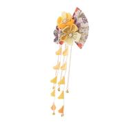 Beatifufu Handmade Japanese Kimono Hairpin with Floral Tassel and Fan Decor Vintage Style Hair Ornament for Women Traditional Celebrations Comfortable Elegant Hair Accessory for Weddings and