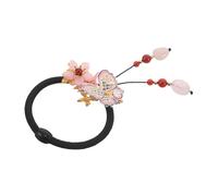Beatifufu Hanfu Hair Accessories Elastic Ponytail Holder for Women Boho Retro Chinese Style Soft Fabric Hair Band with Decorative Flower Dual-use Wristband for Festivals and Parties
