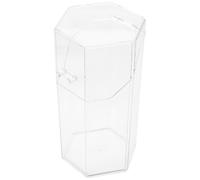 Beatifufu Hexagonal Acrylic Cosmetic Brush Organizer with Dustproof Flip Lid Transparent Makeup Brush Storage Bucket for Nail Tools Pens and Eyebrow Pencils Space-saving Desktop Container