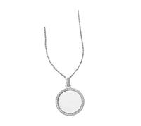 Beatifufu Large Round Rhinestone Pendant Bezel Blank for DIY Jewelry Making Heat Transfer Photo Printing Accessory Minimalist European-american Style Necklace Charm Tray