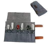 Beatifufu Leather Hairdressing Scissor Bag with Slots for Barber Tools Organizer Rolling Styling Tools Pouch for Combs and Scissors Compact Clipper Case for Salon Use