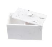 Beatifufu Makeup Cotton Storage Box and Toothpick Organizer Marble Vein Resin Container with Lid Bathroom Cotton Pad Holder for Home and Travel