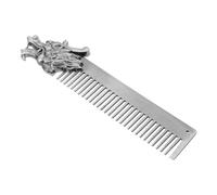 Beatifufu Men’s Zinc Alloy Hair Styling Comb with Dragon Pattern, Beard Guide Shaping Tool, Fine Pocket Trim Comb for Hair and Facial Grooming, Silver Finish, Suitable for Bald and Bearded Men