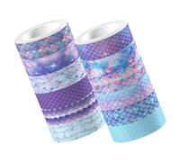 Beatifufu Mermaid Scale Decorative Paper Tapes 12 Rolls with Iridescent Gradient for DIY Scrapbook Decoration in Arts Crafts and Birthday Decorating