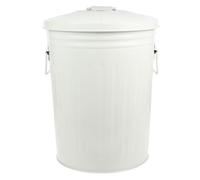 Beatifufu Metal Trash Can round 8l Iron Waste Basket for Office | Beige Finish, Lid Included, Large Opening Design, under Sinks Use, Simple Stylish Look