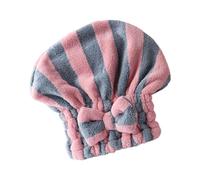 Beatifufu Microfiber Striped Bathing Cap Absorbent Shower Wrapping Hat for Women Quick-dry Lightweight Hair Drying Towel for Bathroom and Travel