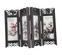 Beatifufu Mini Chinese Style Folding Screen Panel for Desktop Home Decoration Small Vintage Divider with Antique Panel Design Office Ornament and Gift Delicate Texture for Micro House Decor