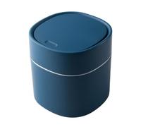Beatifufu Mini Trash Can Desktop Container with Press Lid, Blue PP Waste Container for Home and Office, Easy to Use Garbage Can for Family