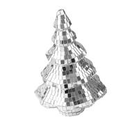Beatifufu Miniature Christmas Tree Silver Mirror Disco Balls Xmas Tree for Tabletop Crafts Party Seasonal Office Home Bar Restaurant Decorations