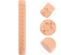 Beatifufu Patterned Wooden Clay Roller for DIY Pottery Craft with Comfortable Grip Textured Rolling Pin for Making and Baking Safe and Practical Tool for Adults