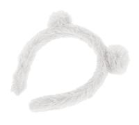 Beatifufu Plush Bear Ears Spa Headband Soft Fuzzy Animal Hair Accessory Cartoon Makeup Hairband for Women and Girls Face Washing Skincare White Ball Design
