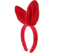 Beatifufu Plush Bunny Ears Hairband with Red Bow Soft Lightweight Headband for Women Party Cosplay Hair Accessory Cute Rabbit Ear Design for Fashion and Photo Moments