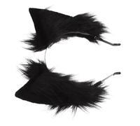 Beatifufu Plush Cat Ear Headband Soft Furry Hair Hoop with Bow for Women Cosplay Costume Party Birthday Performance Accessory Cute Animal Headdress
