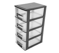 Beatifufu Portable Four-layer Plastic Drawer Storage Cabinet Transparent White and Black Organizer Box with Spacious Compartments for Office Living Bathroom Desktop Sundries Sorting and