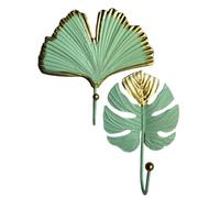 Beatifufu Punch-Free Wall Hook Iron 2pcs Palm Leaf Shaped Hat Hook for Home and Window Easy Install for Keys and Jewelry