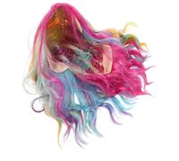 Beatifufu Rainbow Colored Mermaid Wig Short Curly Wavy Synthetic Hair Lightweight Comfortable Cosplay Party Halloween Wig for Women