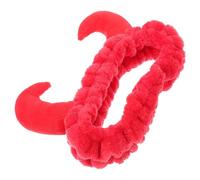 Beatifufu Red Plush Devil Horn Headband Soft Comfortable Hair Band Unique Cute Fashionable Design Won't Damage Hair for Women for Facial Spa and Makeup Routine