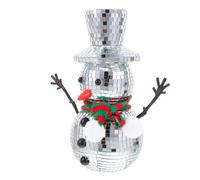 Beatifufu Reflective Disco Ball Snowman Figurine with Knitted Scarf Compact Indoor Christmas Ornament Mirror Mosaic Surface for Festive Winter Home Decoration
