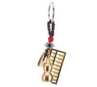 Beatifufu Retro Abacus Keychain with Gourd Pendant and Five Emperor Coins, Chinese Fortune Car Key Ring Hanging Decor for Wallet Backpack Charm