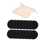 Beatifufu Reusable Bamboo Fiber Makeup Remover Pads 16pcs Black Triple-layer Facial Cleansing Rounds Washable Cotton Mesh Bag for Skin Types Women Face Washing