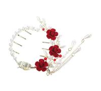Beatifufu Rose Hair Clip Tassel Vintage High Ponytail Elegant Hair Accessory for Women for Weddings and Special Occasions