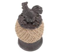 Beatifufu Rustic Iron Art Rooster Decorative Spool with Natural Hemp Rope Cast Iron Craft Supply for Home Decor and DIY Projects Vintage Style Tabletop Accent