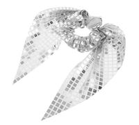 Beatifufu Sequined Large Intestine Hair Tie Sequin Cheer Ponytail Holders Glitter Sequins Bow Hair Scrunchies Disco Party Supplies Metallic Scrunchies Silver Cloth