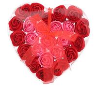 Beatifufu Soap Flower Rose Box 24 Flakes Luxury Present Set for Valentine's Birthday Scented Soap Flowers for Bath Decor