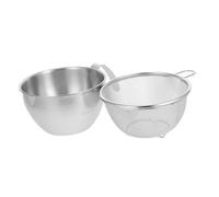 Beatifufu Stainless Steel Salad Mixing Bowl Set with Measurement Markings and Mini Drain Basket Lightweight Prep Bowl for Mixing Beating Eggs and Serving Nonstick Surface for Easy Cleaning