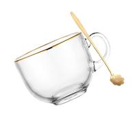 Beatifufu Tempered Glass Breakfast Cups with Spoon Transparent Milk Oatmeal Drinking Glasses Lightweight Portable for Juice Fruit Juice and Morning Cereal