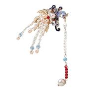 Beatifufu Unique Chinese Hairpin for Wedding Vintage Style Tassel Hairpin Fashionable Pearl Phoenix Headdress