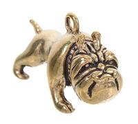 Beatifufu Vintage Brass Bulldog Pendant Keychain Charm Multi Functional Bag Hanging Ornament Stylish Animal Jewelry Accessory Durable Craft for Keys and Bags