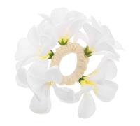 Beatifufu White Plumeria Elastic Hair Scrunchies Boho Hawaiian Flower Hair Ties for Women and Wedding Beach Party Accessories