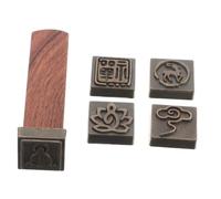 Beatifufu Wood Letter Stamp Set with Zen Cloud and Calligraphy Seals Durable Square Ink Stamps for Pottery Scrapbooking and Crafting Portable Chinese Style Signature and Decorative Seal
