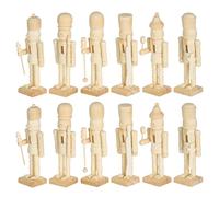 Beatifufu Wooden Nutcracker Ornaments 12Pcs Unfinished Mini DIY Blank Nutcracker Figurines 4.7X1.7X1.6 Inches for Table and Shelf Xmas Decor and Boys and Craft Projects Random Style