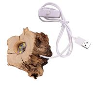 Beatifufu Wooden Stump LED Light Display Base with White LED Light and Portable Design, Crystal Ball Stand for Office Desk and Study Room, Unique Natural Stump Shape Pedestal for Elegant