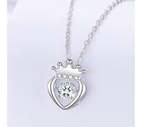 Beating Heart Crown Crystal Pendant Clavicle Chain Necklace Female Wedding Party Dress Jewelry Accessories