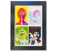 Beatles #4 Pop Art Poster Framed A4 Print John Lennon Paul McCartney George Harrison Ringo Starr Colour Portrait Wall Art Stand Hanging Decor
