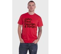 Beatles John Paul George & Ringo text T-Shirt in Red | Size: Large Beatles Red L
