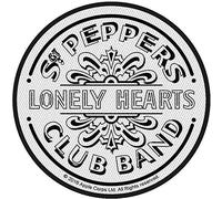 Beatles Sgt Pepper Lonely Hearts Black White Woven Sew On Patch 9cm