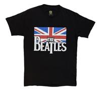 Beatles - the - The Beatles Mens Tshirt -M- Drop T Logo & Vintage Flag Black