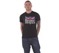 Beatles - the - The Beatles Mens Tshirt -M- Drop T Logo & Vintage Flag Black