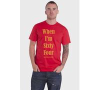 Beatles When Im Sixty Four Text T-Shirt in Red | Size: Large Beatles Red L