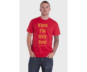 Beatles When Im Sixty Four Text T-Shirt in Red | Size: Small Beatles Red S