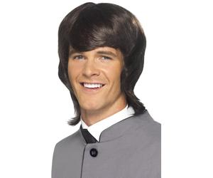 Beatles Wig Brown Mod 60s Mens Fancy Dress Costume Accessory 1960s Adults