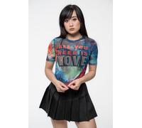 Beatles Women's All You Need Is Love Mesh Crop Top in Blue | Size: Small Beatles Blue S